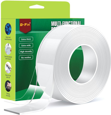 Dfix 2MM Double-Sided Heavy-Duty Tape - Adhesive Silicone Tape Handheld Dispenser Double Sided Tape (Manual)(Set of 1, White)