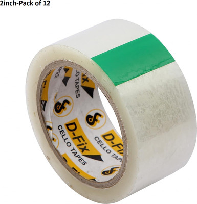 Dfix Transparent Clear Adhesive Packaging Tape Roll 65 M Handheld Long Packing Tape Multipurpose Home, Office Use Diy (Manual)(Set of 12, Transparent)
