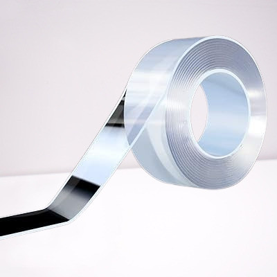 Mid Light Double Sided Adhesive Traceless Tape Storage sticky reusable washable removable Anti-slip Nano Adhesive Tape (Manual)(Set of 1, Transparent)