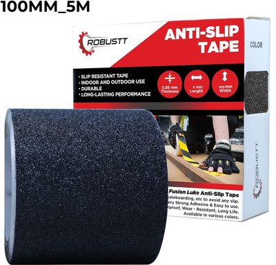 Robustt AntiSlip with PET Material, Adhesive Tape 100MMx5M. handheld ANTI-SKID-TAPE (Manual)(Set of 1, Black)