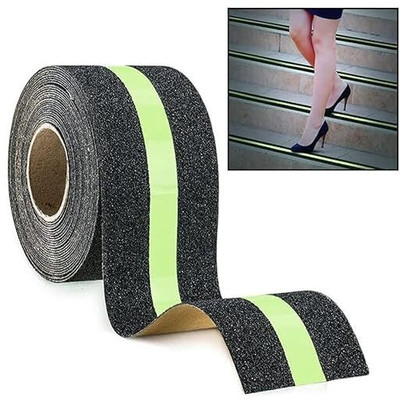 ZIVINI 5 Meter Non-Slip Traction Luminous Tape Sticker Reduce The Risk of Slipping Non Slip Adhesive Stair Treads,Tread Step Dispenser Waterproof Stripe for Indoor/Outdoor (Manual)(Set of 1, Black)