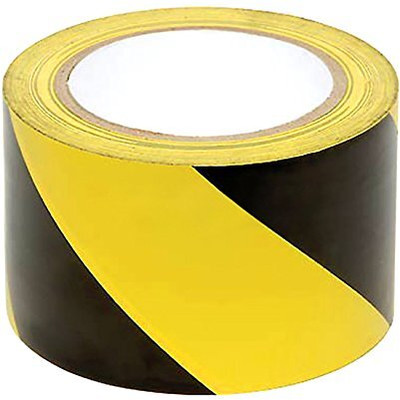 Bapna Single Sided 48mm x 30 m zebra yellow black Caution Print Floor Marking Tape (Manual)(Set of 1, Yellow)