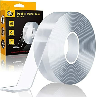 Miral Enterprises Grip Tape 3 Meter Double Sided Adhesive Silicon Strong, Washable Tape & Reusable Double Sided Removable Traceless Adhesive Washable Sticky Grip Tape Self Adhesive Tape (Manual)(Set of 1, White)