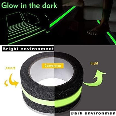 Jiyancreation single side MANUAL Anti-Slip Tape Glow (Manual)(Set of 1, Black, Green)