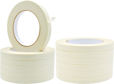 CELLUX Single Side 12MMX20MTR Handheld Masking Tape (Manual)(Set of 12, Cream)