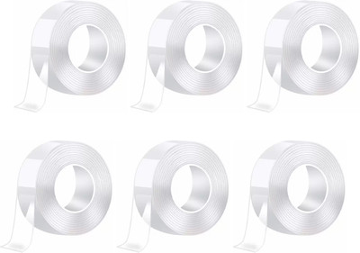 Imperic global Double Sided Transparent Tape Handheld Cello Tapes (Manual)(Set of 6, Transparent)