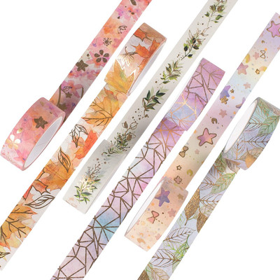 hbsenterprise washi tape Single side Dispenser Dispenser Gold Flower Pattern Washi Tape (Manual)(Multicolor)