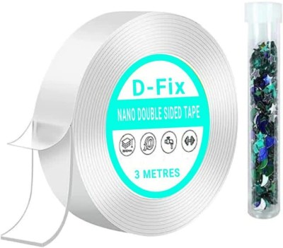 Dfix Double Sides, Washable, Reusable Nano Double Sided Tape Handheld Heavy-Duty Multipurpose Traceless Mounting Adhesive Tape (Manual)(Set of 1, Transparent)