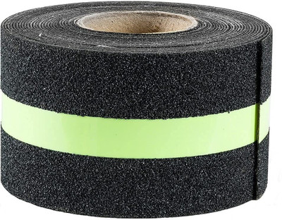 MAITRI ENTERPRISE Anti-Slip Grip Tape Non-Slip Traction Tapes with Glow in the Dark Dark Strip In Middle Dispenser Dispenser anti slip glow tap Reduce the Risk of Slipping Indoor/Outdoor Stair Tread Step (Manual)(Set of 1, Black with Green Glow)