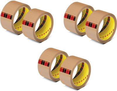 Senkiddpro Single sided Stationery 2inch High Strength Brown Tape for Packing Shipment in Box(6pcs) (Manual)(Brown)