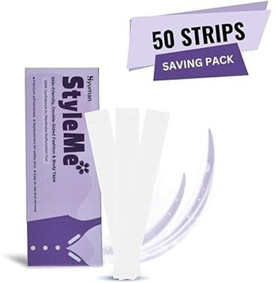 Hyuman Double Sided Strips Super Adhesive Dispenser Transparent Clothing Tape (Manual)(Set of 50, White)