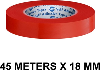 VCR Red Strong Acrylic Transparent Adhesive - Double Sided Heat Resistant - (Polyester Tape) - 45 Meters in Length - 18mm Width - 1 Roll Per Pack Handheld Polyester Tape (Manual)(Set of 1, Red)