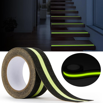 JIG'sMART 6.5 Meter Non-Slip Traction Luminous Tape Sticker Reduce The Risk of Slipping Weather resistant Anti Slip Strong Safety Warning Glow tape Indoor Outdoor Long-lasting Anti Slip Skid Tape for Stairs Steps (Manual)(Set of 1, Black)