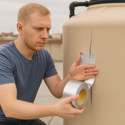 ZUCLLIN Self-Adhesive Aluminum Foil Tape Roll Without Dispenser Ultra-strong adhesive (Manual)(Set of 1, Silver)