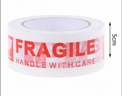 voiss FRAGILE handle with care 65m Printed goenka branded packaging tape (Manual)(Set of 8, Blue, transaprent)