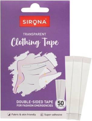 SIRONA Double Sided Strips Super Adhesive Transparent Clothing Tape (Manual)(Set of 50, White)