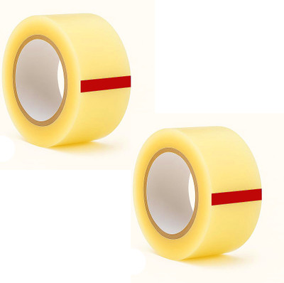 SHAURYABND Single Sided 50 Meter Long Handheld Dispenser 1.8 inch Wide Transparent Tape (Manual)(Set of 2, Yellow)