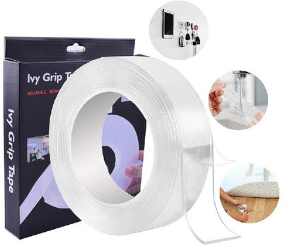 AirSoft Heavy Duty Waterproof Reusable Manual Double Sided Tape (Manual)(Set of 1, Transparent)