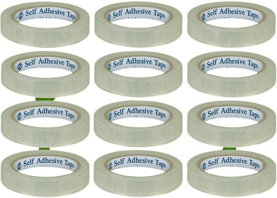 Kotak Plain Single Sided Adhesive Tape Handheld Sticky Tape For E-Commerce Box Packing, Office & Home Use Transparent Tape-1inch (100Mtr.) (Manual)(Set of 12, Clear)