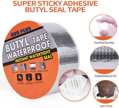 AVR Single Side Waterproof and Heat resistant Super Strong Butyl Sealant Sticky Tape Dispenser Aluminum Foil (5CM X 5M) (Manual)(Set of 1, Silver)