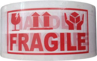 Singhal Handle with Care Fragile Tape Packaging Tape 48mm X 65 Meter Printed Tape (Manual)(Set of 1, White)