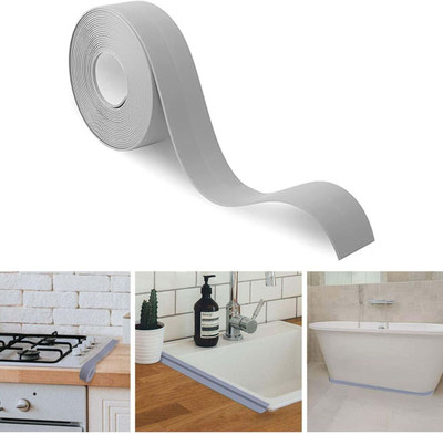 Seenoz Single Sided Handheld PVC Waterproof Self Adhesive Sealing Tape Roll for Kitchen, Sink & Bathroom Gaps (Manual)(Set of 1, Grey)