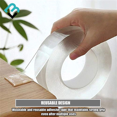 BRAND VILLA Pack of 2 Double Sided Tape Heavy Duty Strong Adhesive Multipurpose Mounting Tape for Wall Strong Sticky Grip Tape (Manual)(Set of 2, Transparent)