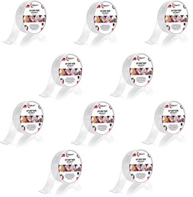 Robustt Double sided Pack of 10 Grip Multipurpose Tape Without Tape Dispenser (Manual)(Set of 10, Transparent)