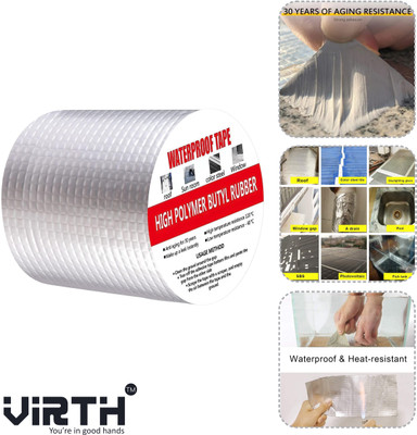 VIRTH Pipe Leakage Roof Water Leakage Solution Aluminium Foil Tape Waterproof 2 Inch Large Aluminium foil tape (Manual)(Set of 1, Silver)
