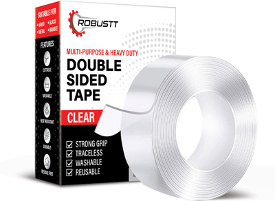 Robustt Double Sided Adhesive High Bonding, High Performance handheld TAPE (Manual)(Set of 1, Transparent)