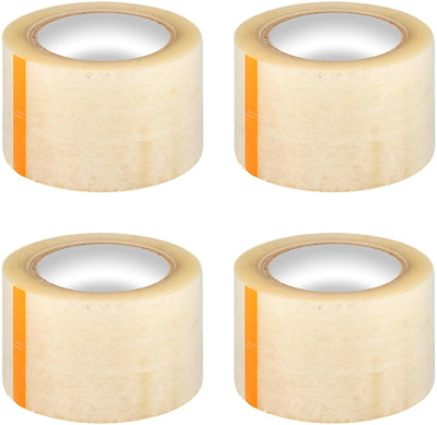 SHAURYABND Single Sided 50 Meter Long Handheld Dispenser 2.8 inch Wide Transparent Tape (Manual)(Set of 4, Transparent)
