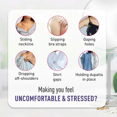 Veraa Double Sided Strips Super Adhesive Dispenser Transparent Clothing Tape (Manual)(Set of 50, White)