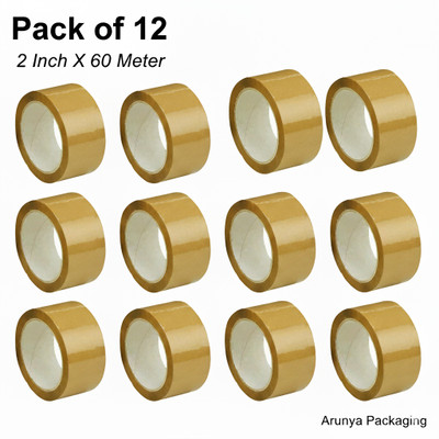 ArunyaPackaging Single sided Handheld Dispenser Cello Tape (Manual)(Set of 12, Brown)