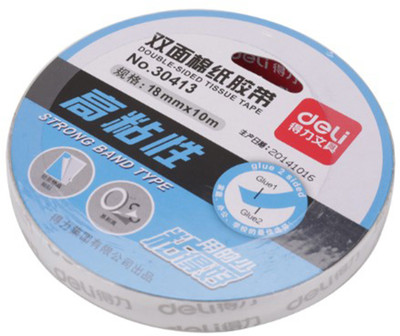 MALFAH ENTERPRISES DELI 30413 DOUBLE SIDED TAPE WHITE handheld double sided (Manual)(Set of 1, White)