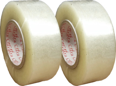 4MECH Premium Quality Single Sided Handheld 250 meter Long, 2 Inch Wide Cello Tape (Manual)(Set of 2, White)