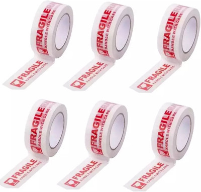 Boxer Excellent Performance Fragile Tape Printed Handle with Care Tape 2 Inches 65 Meter Set Of 6 (Manual)(Set of 6, PRINTED)