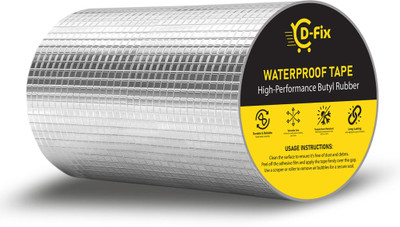 Dfix Self Adhesive Super Strong Roof Leak, Surface crack, Window Sill Gap, Pipe Rupture, Boat 15cm/6inch x 5m Aluminum Foil (Manual)(Set of 1, Silver)