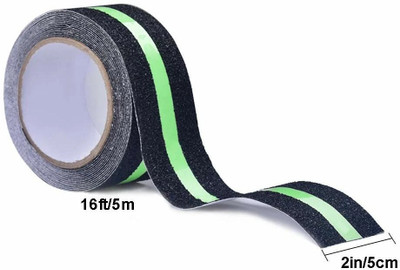 DN BROTHERS Anti Slip Tape with Glow in the Dark, Non Skid Glow Safety Tape DN478 50 mm x 5 m Black with Green Glow Reflective Tape(Pack of 1)