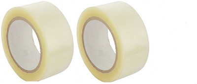 Dfix Plain Single Sided Adhesive Cello Tape (72 MM/3 Inch) Handheld Packaging Tape for E-Commerce Box Packing, Office & Home Use Transparent Tape Rolls (Manual)(Set of 2, Clear)