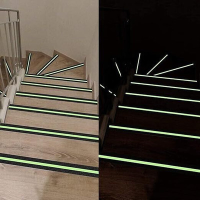 WAIRIT Anti-Slip Grip Tape Non-Slip Traction Tapes with Glow in the Dark Dark Strip In Middle Dispenser Dispenser anti slip glow tap Reduce the Risk of Slipping Indoor/Outdoor Stair Tread Step (Manual)(Set of 1, Black with Green Glow)
