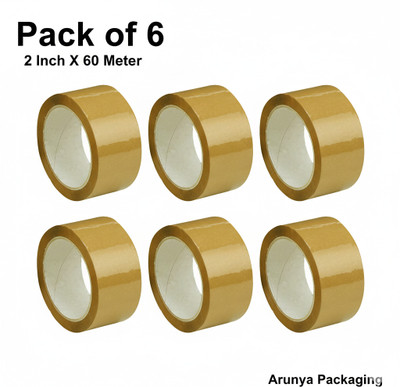 ArunyaPackaging Single sided Handheld Dispenser Cello Tape (Manual)(Set of 6, Brown)