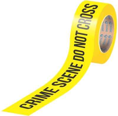 Singhal Crime Scene Do Not Cross Barricade Tape Roll, 3 Inch x 300 Meter High Visibility Bold Black Print, Maximum Readability - Waterproof Barricade Tape Roll (Manual)(Set of 1, Bright Yellow)