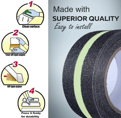 PRATYANG Anti-Slip Grip Tape Non-Slip Traction Tapes with Glow in the Dark Dark Strip In Middle Dispenser Dispenser anti slip glow tap Reduce the Risk of Slipping Indoor/Outdoor Stair Tread Step (Manual)(Set of 1, Black with Green Glow)