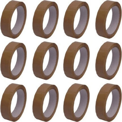 ELATapes brown packing tape | Strong adhesive tape | Sealing envelopes tape | Wrapping gift tape | Industrial tape for Home,Office Use & Box packing. (Manual)(Set of 12, Brown)
