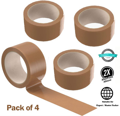 BOTHRA Single Sided 48mm x 50 Meter Guaranteed Length Self Adhesive Tape (Manual)(Set of 4, Brown)