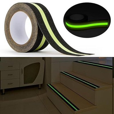 moinkerin Anti Slip Grip Tape with Green Stripe Non Slip Adhesive Stair Treads,Tread Step Dispenser ‎Linen (Manual)(Set of 1, Black)