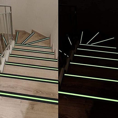 ND BROTHERS Anti-Slip Grip Tape Non-Slip Traction Tapes with Glow in the Dark Dark Strip In Middle Dispenser Dispenser anti slip glow tap Reduce the Risk of Slipping Indoor/Outdoor Stair Tread Step (Manual)(Set of 1, Black with Green Glow)