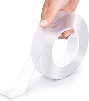 QUEVAN Double Sided Medium Cello Tape (Manual)(Set of 1, Transprant)