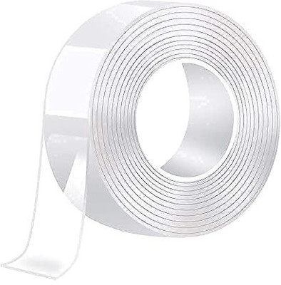 Atirap Waterproof/reusable double-sided magic tape Adhesive Clear Tape for Mounting Carpet, Poster, Mirror, Photo Frames, Sockets Double-sided magic tape (Manual)(Transparent)