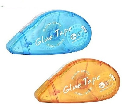 TAPAHPRIYAY Double Sided Glue tape Roller Dispenser Runner 2 PCS glue tape dispenser (Manual)(Set of 1, Blue, Orange)